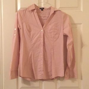 Express pink and white button down shirt